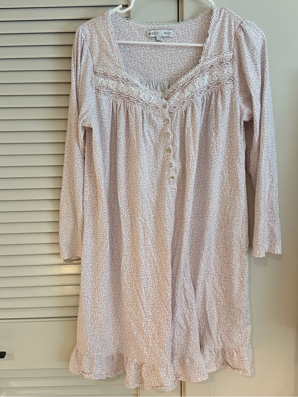 Eileen West Vtg Floral Nightgown Dress Size M Cottagecore Lace Y2K 100% cotton